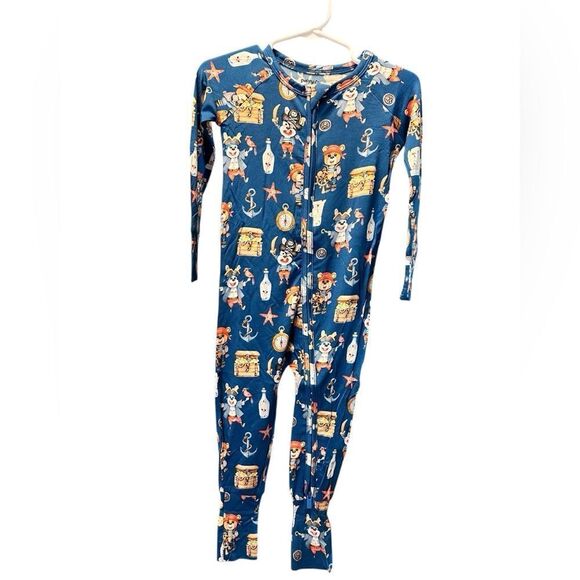 NWOT LEV Baby Boy Bamboo Convertible One Piece Romper Footie Blue Pajamas 12-18M - Picture 10 of 16